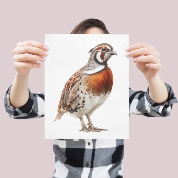 Watercolor Quail Wall Art Print, Unframed - Vibrant Nature-Inspired Home Decor - Picture 4 of 6
